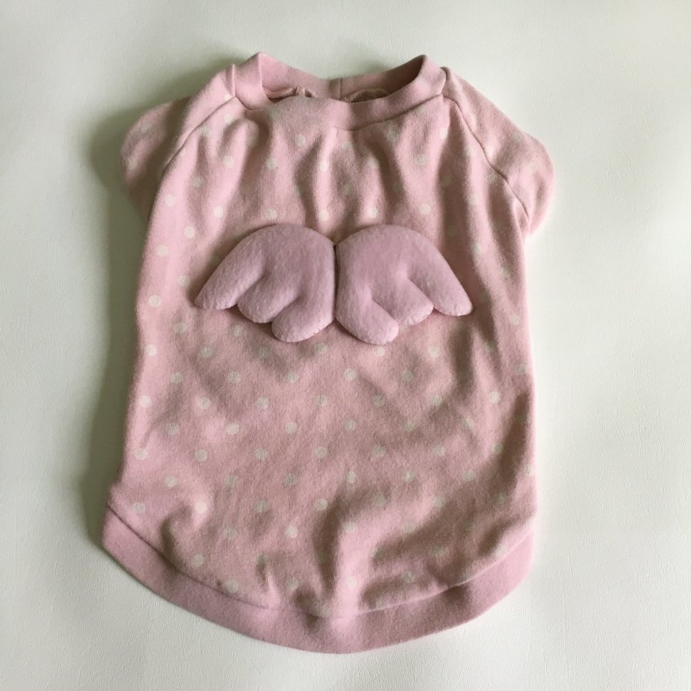 Dog Clothes Pink Fleece Polka Dots with Wing Size XL